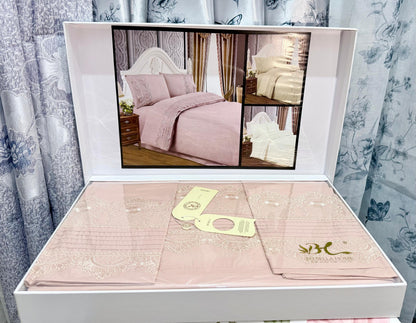 Parure de Draps Élégante avec Broderie – Confort & Luxe pour Votre Chambre