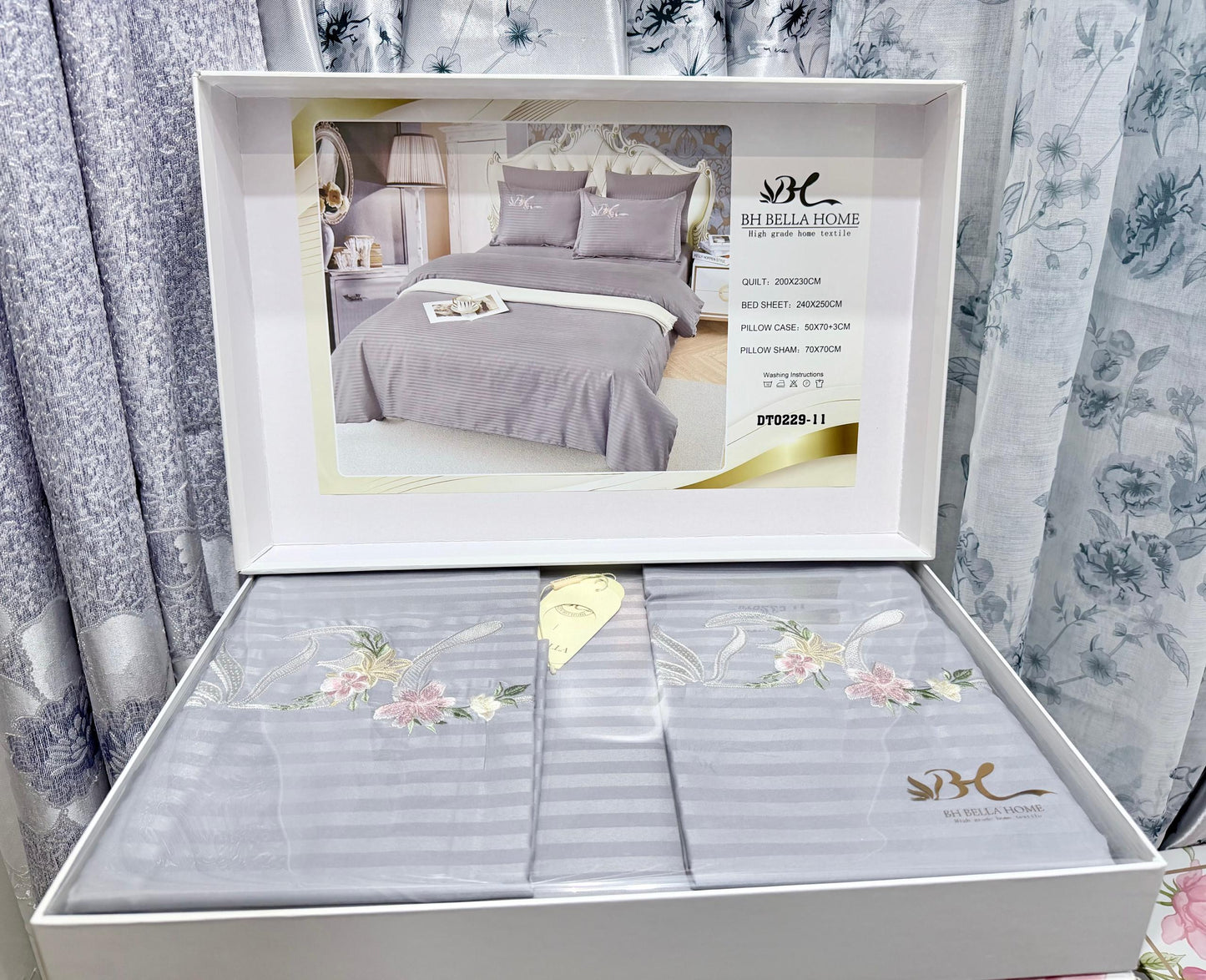 Parure de Draps Élégante avec Broderie – Confort & Luxe pour Votre Chambre
