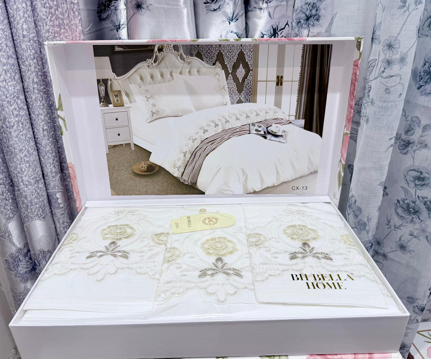 Parure de Draps Élégante avec Broderie – Confort & Luxe pour Votre Chambre